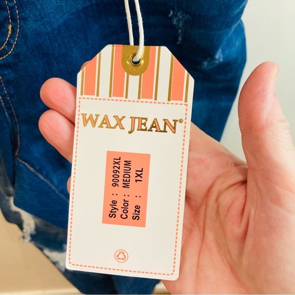 WAX Jean Sz 1XL Distressed Mid Wash Denim Overalls  New with Tag - Picture 4 of 12